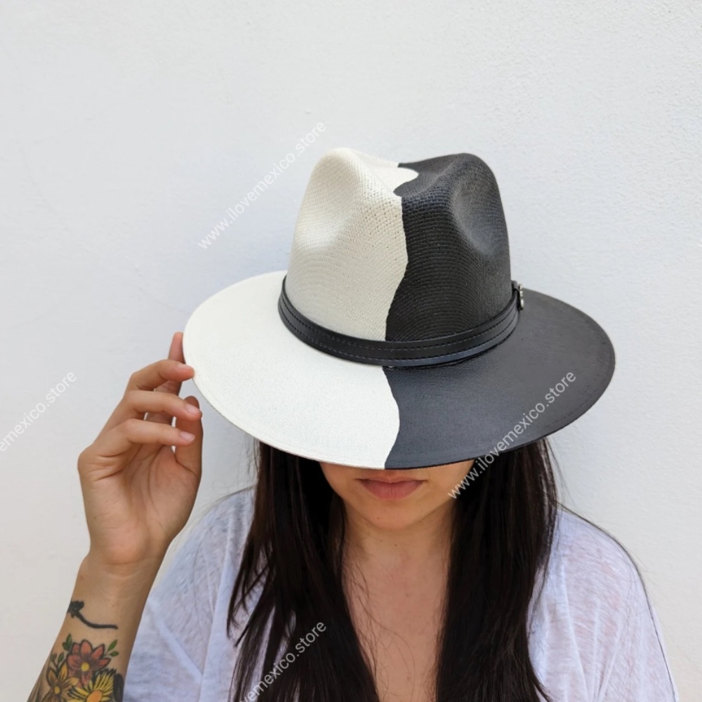 NEW!! Hand Made Color Block Brim Straw Hat